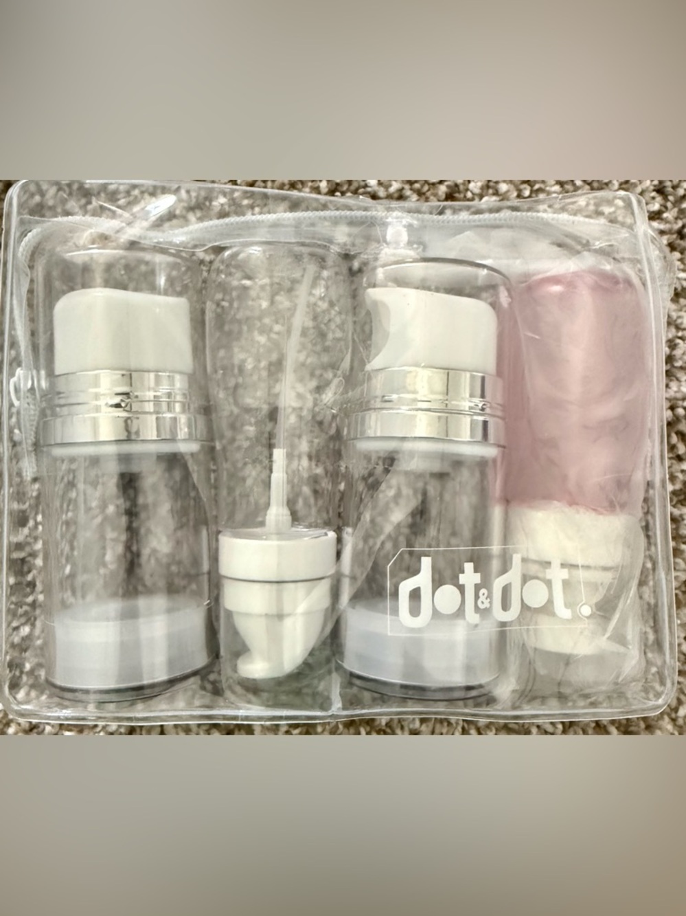 Dot&Dot Travel Pump Bottles ~ Shampoo, Lotion, Cosmetics , NEW
